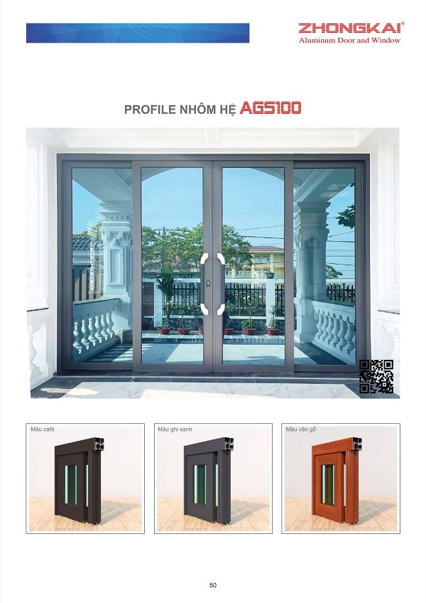 Catalogue mặt cắt nhôm trượt quay AGS100