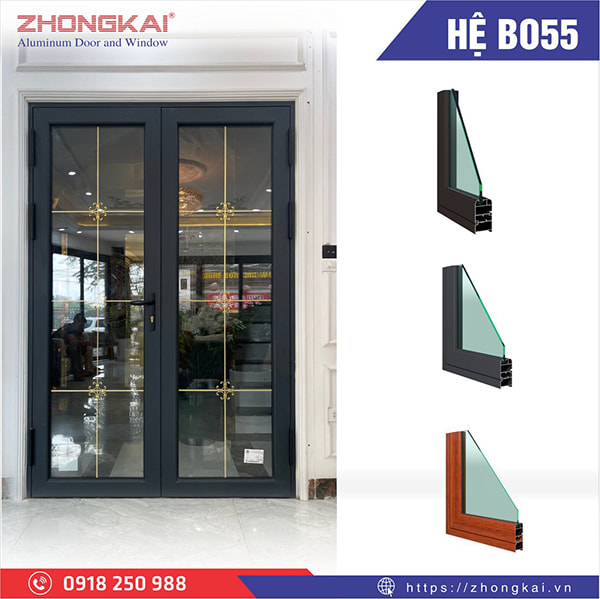 Mẫu Cửa Nhôm 2 Cánh Hệ 55 Đẹp Nhất