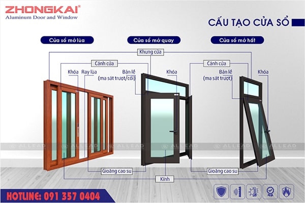 99+ Mẫu Cửa Sổ Nhôm Kính Đẹp Làm Từ Nhôm Zhongkai